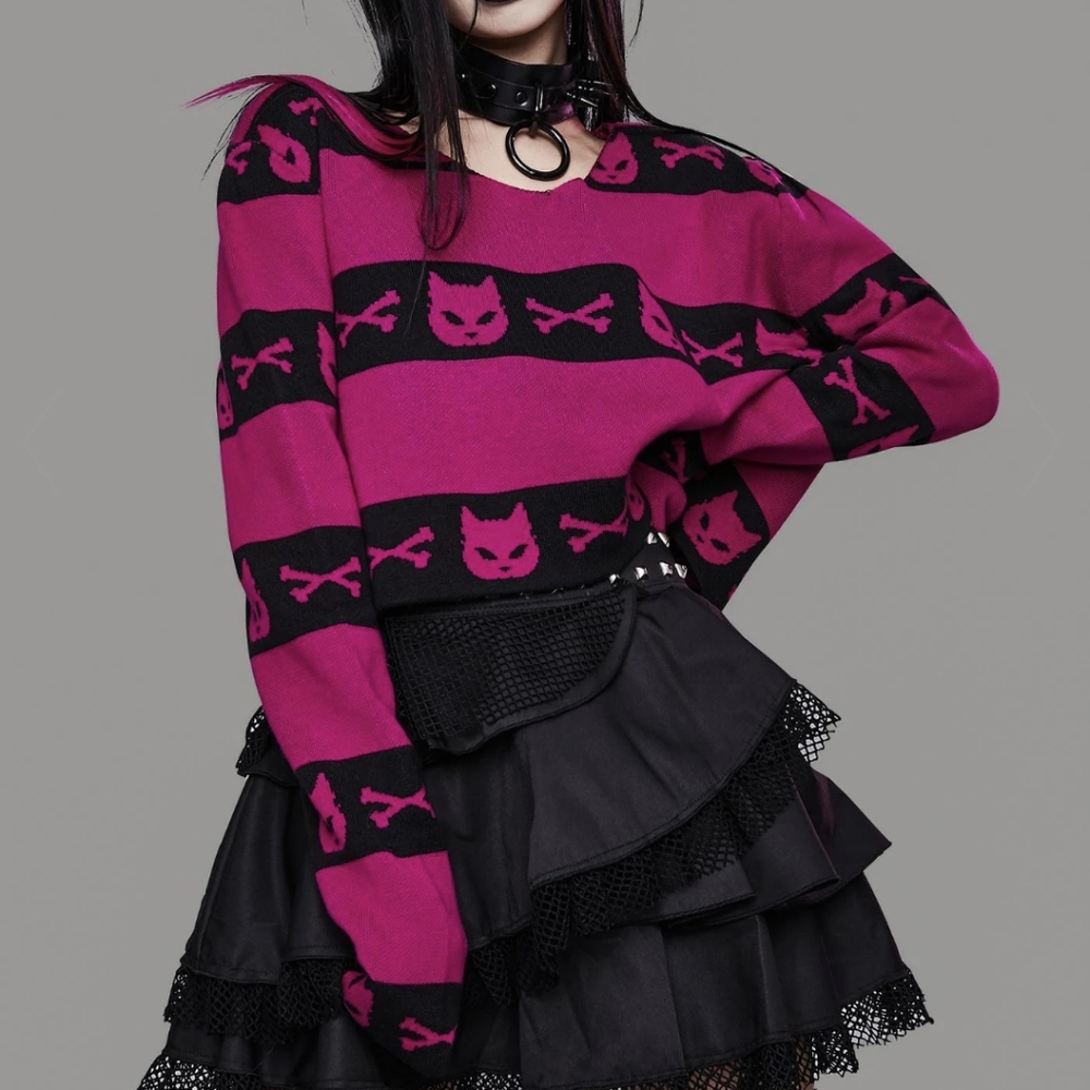 Cat Cropped Sweater